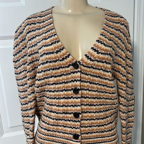 A.L.C. Rebekah striped ribbed wool-blend cardigan - Picture 2 of 16